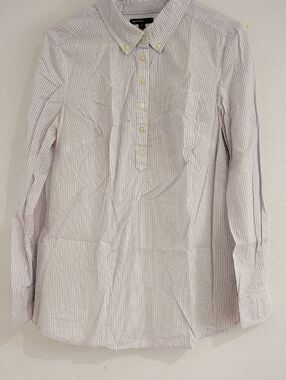 GAP Women’s Lavender and White Striped Button-Front Maternity Blouse
